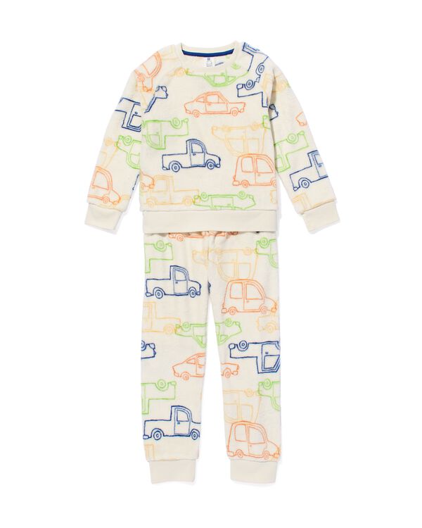 kinder pyjama fleece/katoen wasbeer gebroken wit gebroken wit - 23050840OFFWHITE - HEMA