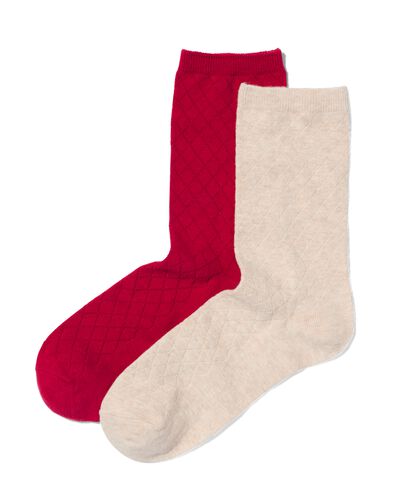 2er-Pack Damen-Socken, mit Baumwolle rot 39/42 - 4270472 - HEMA