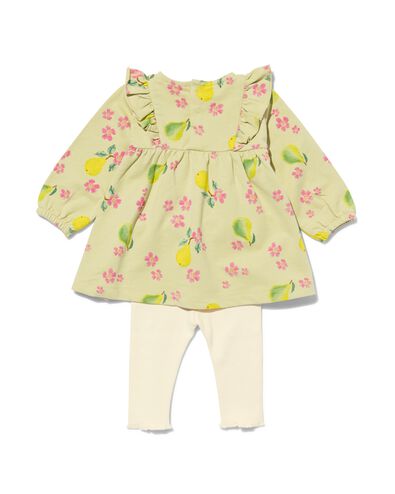 baby set jurk met legging lichtgroen 92 - 33004256 - HEMA