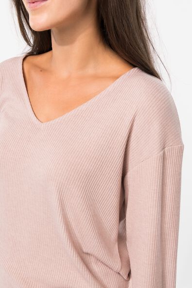 Damen-Loungeshirt, gerippt naturfarben M - 23410032 - HEMA