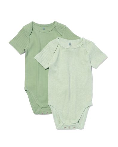 2er-Pack größenflexible Baby-Bodys, gerippt, Bambus/Elasthan grün 50/56 - 33307331 - HEMA