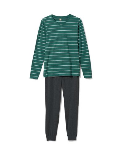 Herren-Pyjama, Streifen, mit Baumwollanteil grün XXL - 23690775 - HEMA