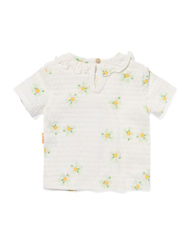 t-shirt nouveau-né côte fleurs blanc cassé 80 - 33499816 - HEMA