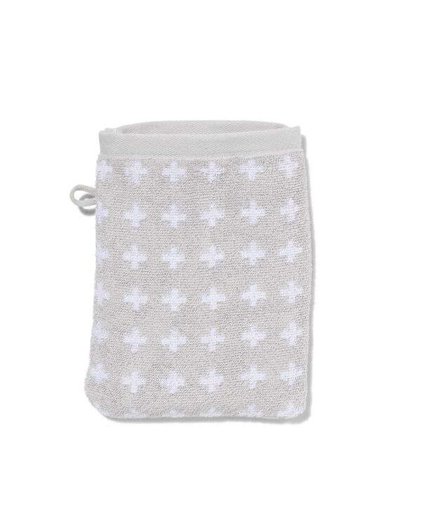 gant de toilette - qualité épaisse - gris clair à croix blanches - 5220041 - HEMA