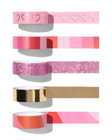 Washi Tape 5 m x 1,5 cm rosa – 5 Stück - 14130224 - HEMA