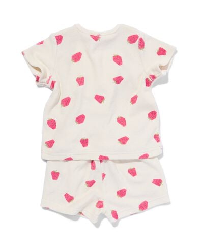 Baby-Set, T- Shirt und Shorts, Frottee, Erdbeeren ecru 62 - 33048451 - HEMA
