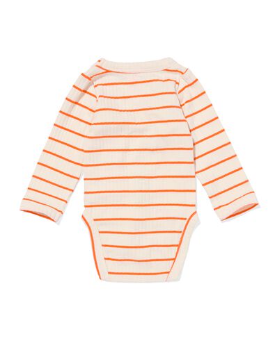 newborn meegroei overslag body rib met bamboe stretch strepen ecru ecru - 33480610ECRU - HEMA