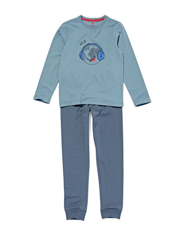 kinderpyjama katoen wereldbol lichtblauw lichtblauw - 23089940LIGHTBLUE - HEMA