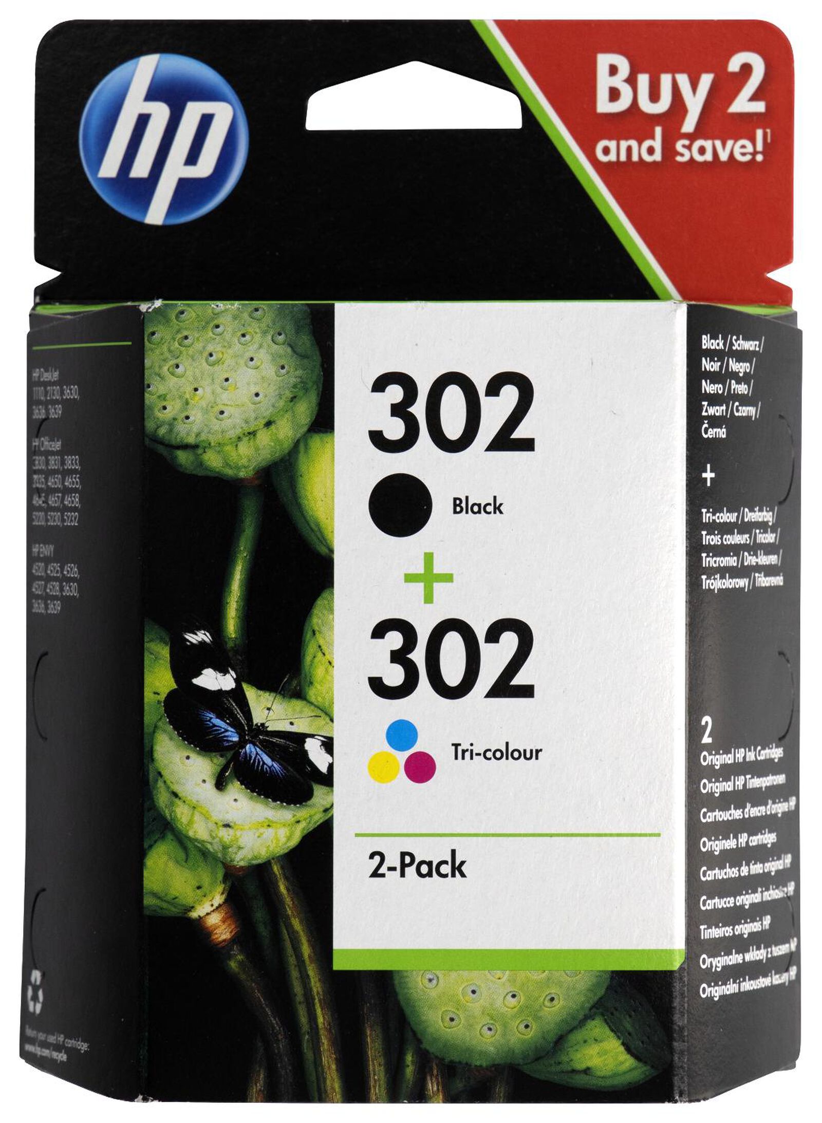 2er-Pack Druckerpatronen HP schwarz/farbig HEMA - 302