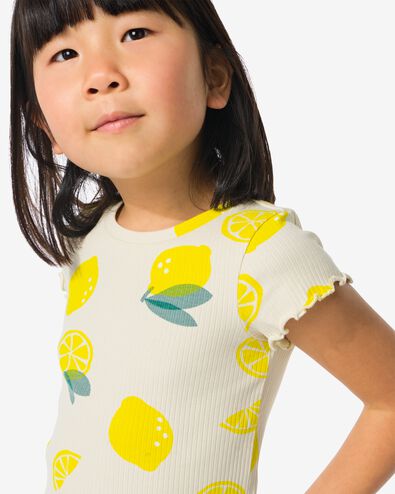 Kinder-T-Shirt, gerippt eierschalenfarben 110/116 - 30836243 - HEMA