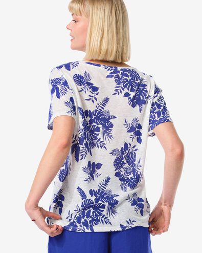 Damen-T-Shirt Evie, mit Leinenanteil blau S - 36264251 - HEMA