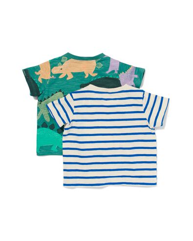 2 t-shirts bébé avec dinosaure et rayures vert 62 - 33194041 - HEMA
