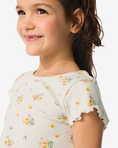 Kinder-T-Shirt, gerippt eierschalenfarben 158/164 - 30836233 - HEMA