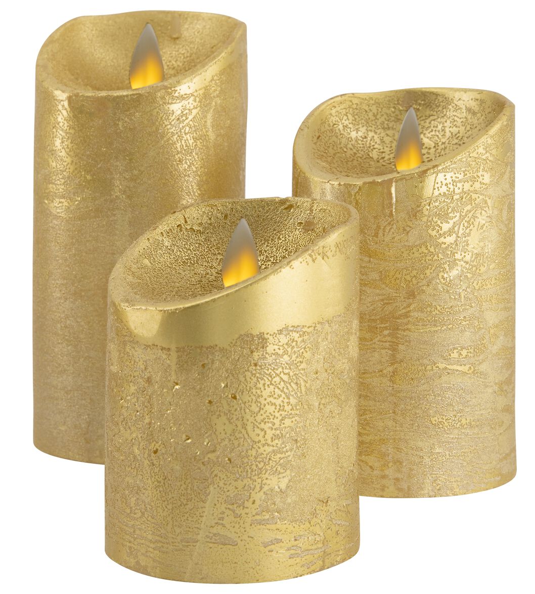 kans terugtrekken Gezichtsveld LED wax kaarsen Ø7.5 goud - 3 stuks - HEMA