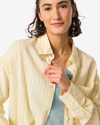 Damen-Bluse Lizzy, mit Leinen gelb L - 36239563 - HEMA