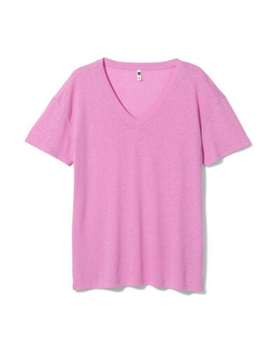 Damen-T-Shirt Evie, mit Leinenanteil rosa S - 36263751 - HEMA