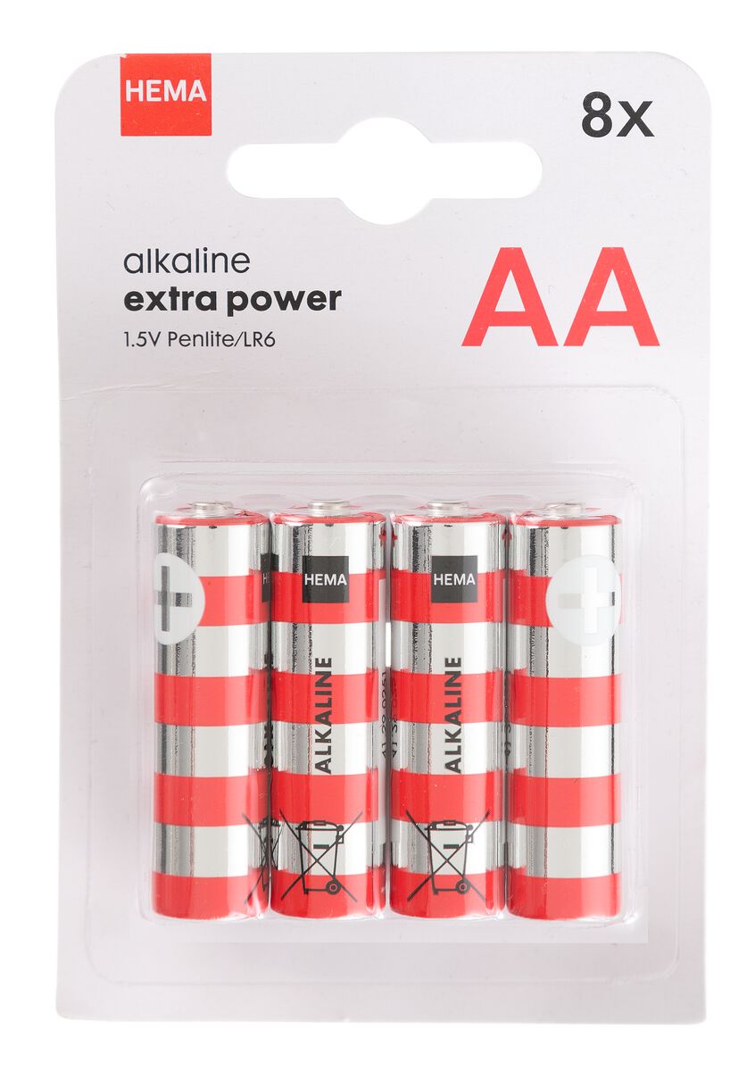 Verwacht het pint overdracht AA alkaline extra power batterijen - 8 stuks - HEMA