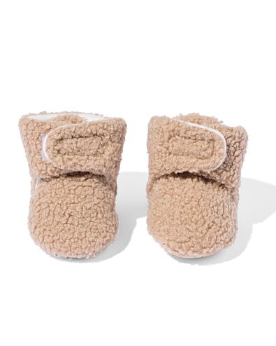 newborn slofjes teddy beige 0-4 mnd - 33270551 - HEMA