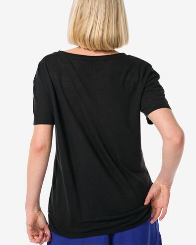 dames t-shirt Evie met linnen zwart M - 36264052 - HEMA