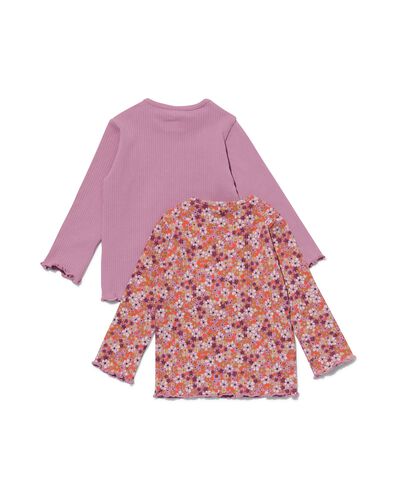 baby t-shirt rib - 2 stuks roze 80 - 33003254 - HEMA