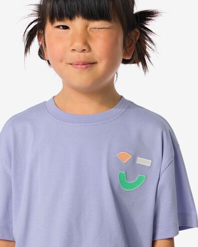 Kinder-T-Shirt mit zwinkerndem Gesichts-Emoji lila 134/140 - 30863664 - HEMA