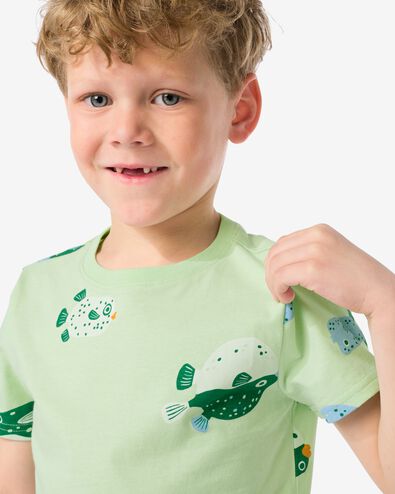 t-shirt enfant poissons vert 158/164 - 30785180 - HEMA