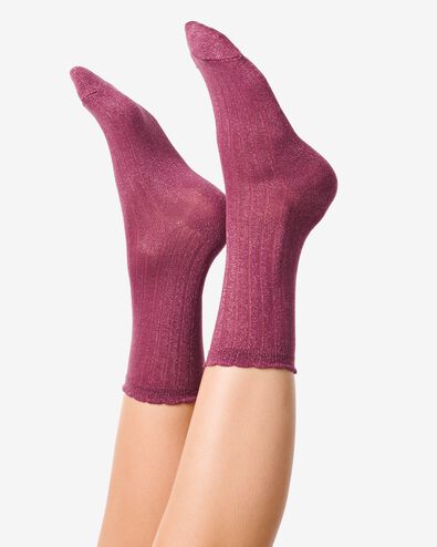 2 paires de chaussettes femme avec coton et paillettes rose 39/42 - 4270477 - HEMA