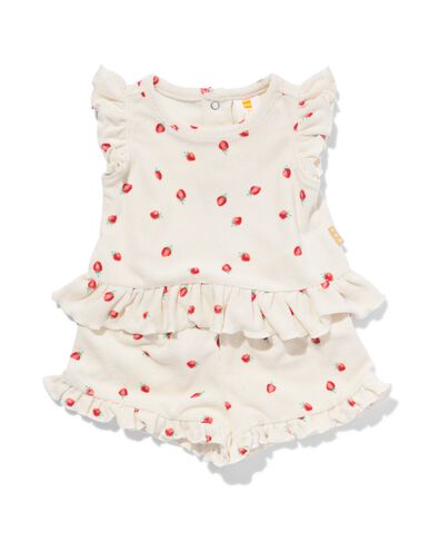 Newborn-Set, Shirt und Shorts, Frottee, Erdbeeren eierschalenfarben 50 - 33498611 - HEMA