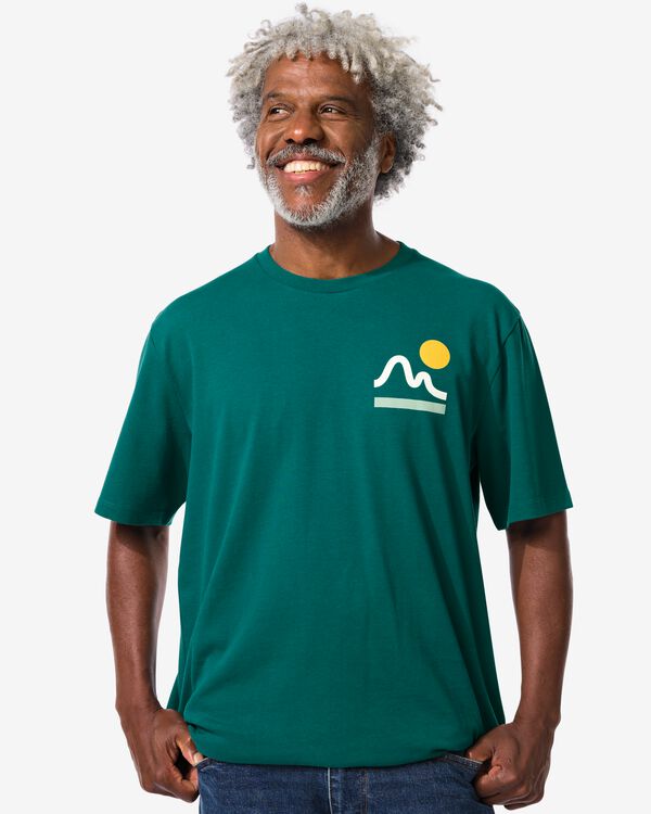 heren t-shirt met rug opdruk groen groen - 2119520GREEN - HEMA