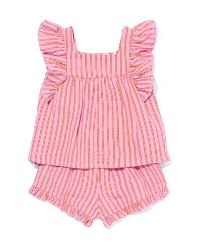 baby kledingset shirt en broekje mousseline strepen roze 74 - 33047453 - HEMA