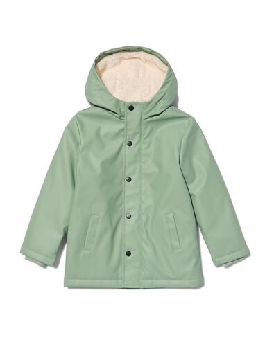 manteau enfant PU avec capuche vert 134/140 - 30898374 - HEMA