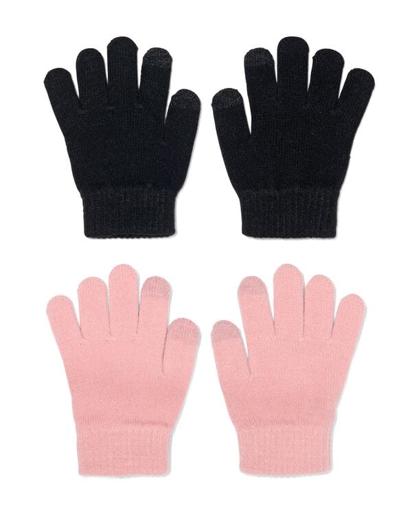 2 paires de gants enfant en maille pour écran tactile rose - HEMA