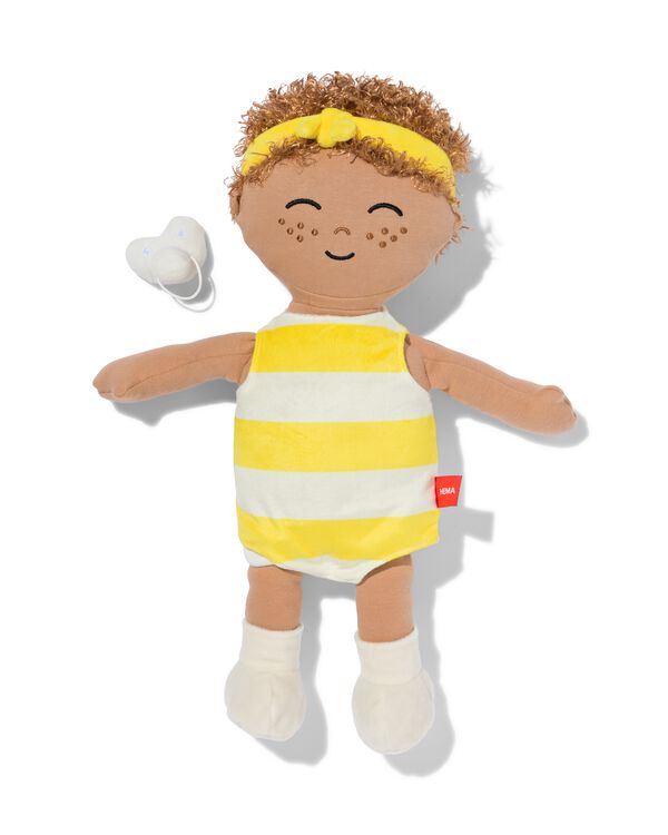 Knuffel babypop geel - 15100603 - HEMA