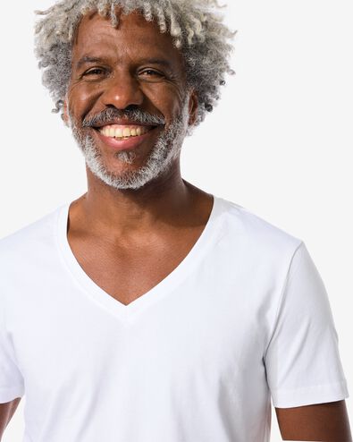 t-shirt homme slim fit col en v profond blanc XL - 34292744 - HEMA