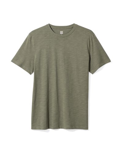 heren t-shirt slub groen M - 2100021 - HEMA