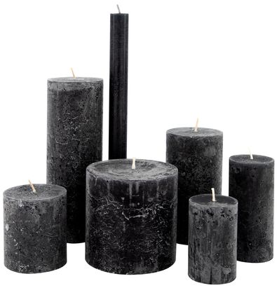 Kerze, rustikal schwarz 7 x 19 - 13502016 - HEMA