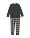 kinder pyjama flanel/jersey met ruiten donkergrijs 134/140 - 23050781 - HEMA