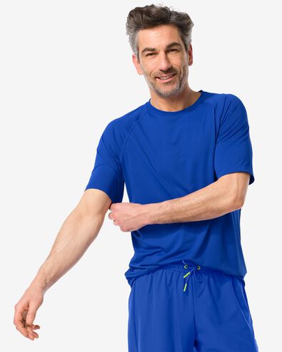 Herren-Sport-T-Shirt, nahtlos blau M - 36030130 - HEMA