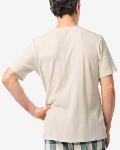 Herren-Loungeshirt, Baumwolle mit Waffeloptik beige S - 23660771 - HEMA