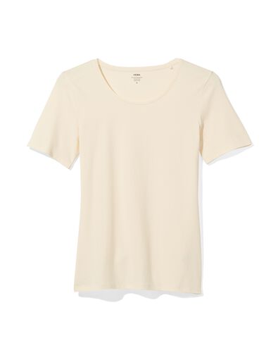 t-shirt femme col rond - manche courte blanc cassé - 36350790OFFWHITE - HEMA