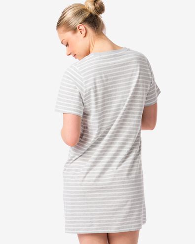 chemise de nuit femme coton rayures gris chiné gris chiné - 23490094GREYMELANGE - HEMA