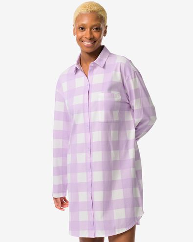 Damen-Nachthemd, Baumwolle lila L - 23490105 - HEMA