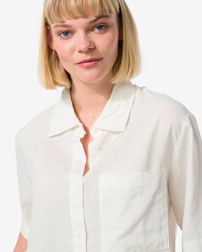 Damen-Bluse Lizzy, mit Leinenanteil weiß XL - 36289374 - HEMA