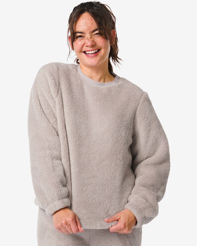 Damen-Lounge-Sweatshirt, Teddyplüsch beige L - 23460293 - HEMA