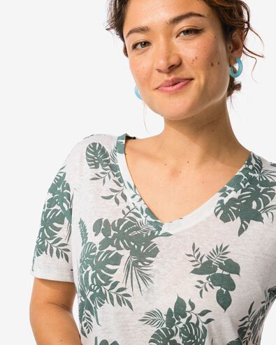 dames t-shirt Evie met linnen wit S - 36263951 - HEMA