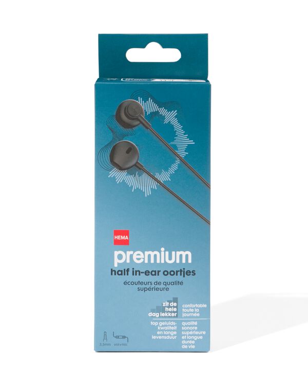 oortjes half in-ear premium zwart - 39680033 - HEMA