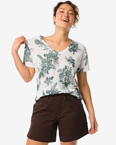 Damen-T-Shirt Evie, mit Leinenanteil weiß S - 36263951 - HEMA