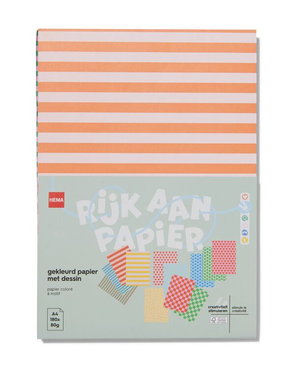 buntes Musterpapier, DIN A4, 180 Blatt - 15910038 - HEMA