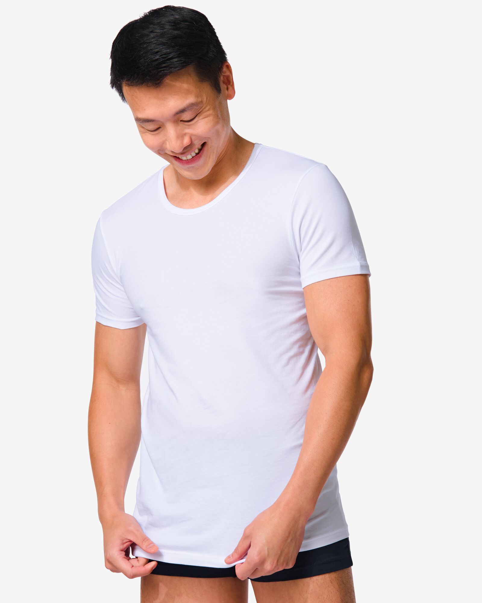 Tshirt blanc coton ajusté Homme slim