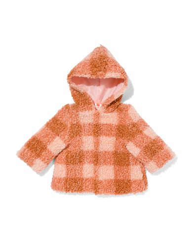 manteau bébé teddy carreaux rose pâle 68 - 33087832 - HEMA